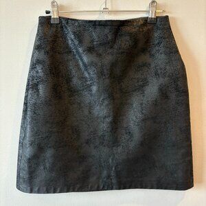 DKNY 100% GENUINE LEATHER MINI PENCIL SKIRT, BLACK